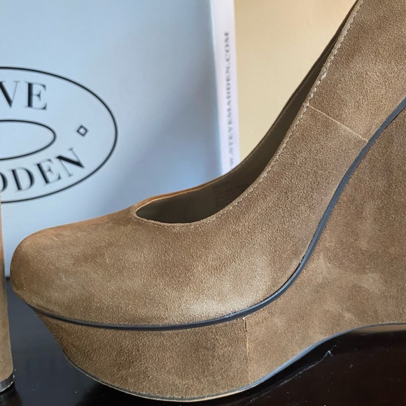 Steve Madden- Roxxie taupe suede wedge. Size 9.5. 5.5” heel and 1.5” platform - Picture 9 of 11